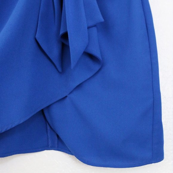 Topshop Dress Wide Half Sleeves Knot Tie Front Cobalt Royal Blue Mini Dress US 8 - Picture 14 of 16